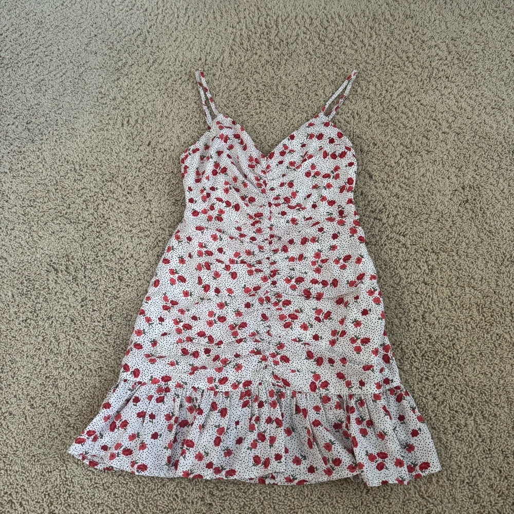 Urban Outfitters Red and White Smocked Dress
